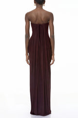 Honoria Chocolate Brown Off Shoulder Maxi Dress