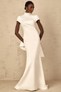 Hope Maxi Dress White Statement Bow Mermaid Hem & Open Back