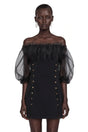 Hortensia Black Off Shoulder Ruffled Mini Dress