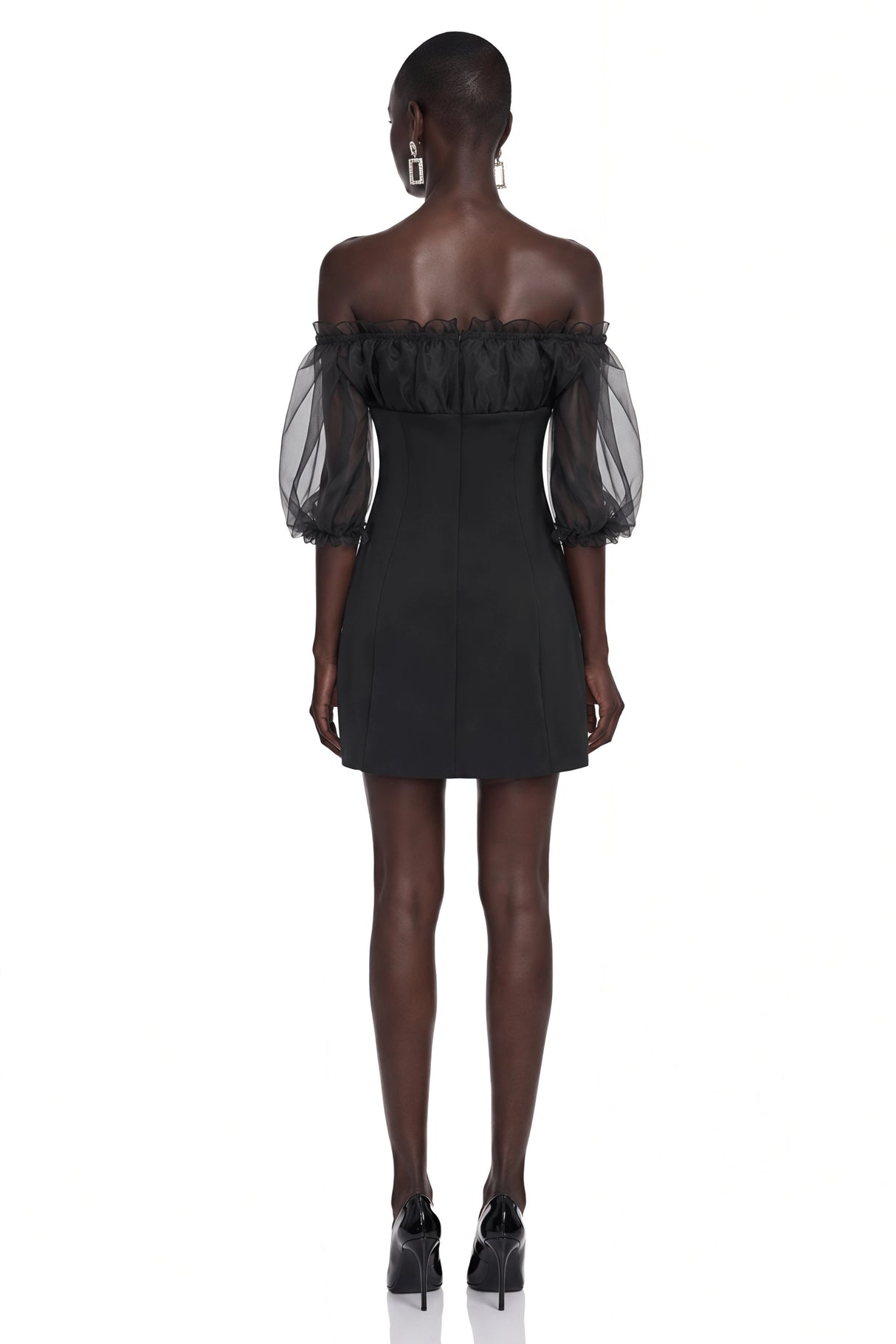 Hortensia Black Off Shoulder Ruffled Mini Dress