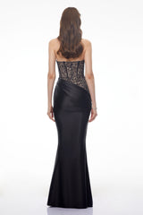 Huhana Black Sweetheart Lace Maxi Dress