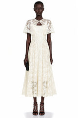 Huia Cream Lace Midi Dress with Cape