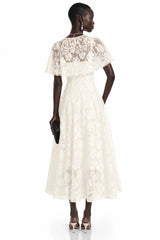 Huia Cream Lace Midi Dress with Cape