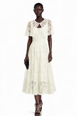 Huia Cream Lace Midi Dress with Cape