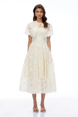 Huia Cream Lace Midi Dress with Cape