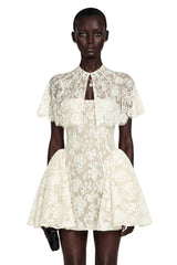 Huia Cream Lace Mini Dress with Cape