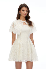 Huia Cream Lace Mini Dress with Cape