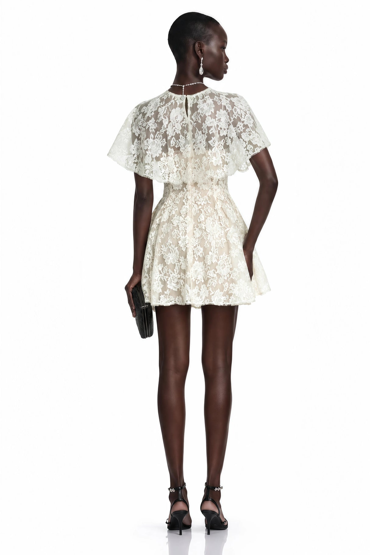 Huia Cream Lace Mini Dress with Cape