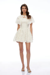 Huia Cream Lace Mini Dress with Cape