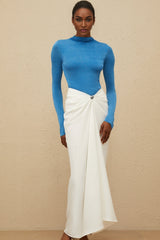 Hunter Bodysuit & Skirt Set - Turtleneck Top - Fitted Silhouette - Ruched Detailing - Embossed Hardware - Maxi Length