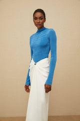 Hunter Bodysuit & Skirt Set - Turtleneck Top - Fitted Silhouette - Ruched Detailing - Embossed Hardware - Maxi Length