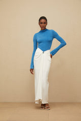 Hunter Bodysuit & Skirt Set - Turtleneck Top - Fitted Silhouette - Ruched Detailing - Embossed Hardware - Maxi Length