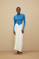 Hunter Bodysuit & Skirt Set - Turtleneck Top - Fitted Silhouette - Ruched Detailing - Embossed Hardware - Maxi Length