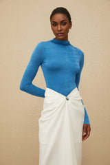 Hunter Bodysuit & Skirt Set - Turtleneck Top - Fitted Silhouette - Ruched Detailing - Embossed Hardware - Maxi Length