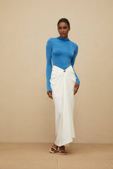 Hunter Bodysuit & Skirt Set - Turtleneck Top - Fitted Silhouette - Ruched Detailing - Embossed Hardware - Maxi Length