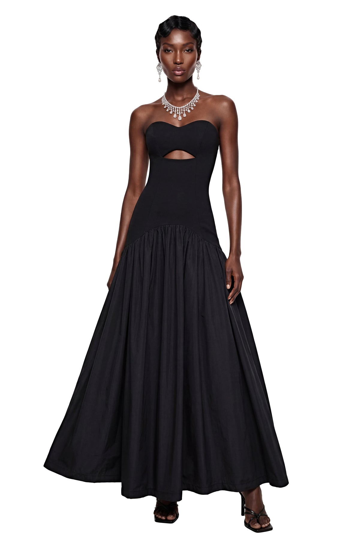 Hypatia Black Off Shoulder Ruched Maxi Dress
