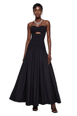 Hypatia Black Off Shoulder Ruched Maxi Dress