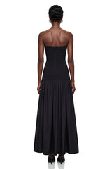 Hypatia Black Off Shoulder Ruched Maxi Dress