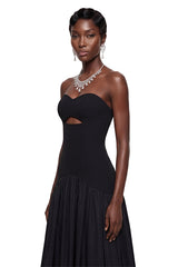 Hypatia Black Off Shoulder Ruched Maxi Dress