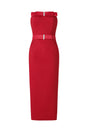 Ida Red Strapless Dress with Bow Detailing and Shimmering Embellishment