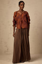 Ida Skirt & Top Set - Crinkled Finish - Pressed Crease - V - Neck - Pleated Styling