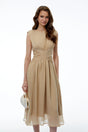 Ihaia Neutral Cross Front Ruched Midi Dress