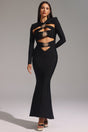 Ilaria Black Hollow Out Bandage Fishtail Dress