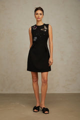 Ilaria Mini Dress - Sleeveless - Round Neck - Butterfly Motif - Sequin Embellishment