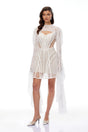 Ilaria White Lace Shrug  Linear Organza Dress Set