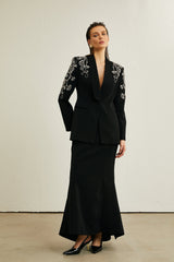 Ilenia Jacket & Skirt - V Neck - Crystal embellishment - Front button fastening - Mermaid design