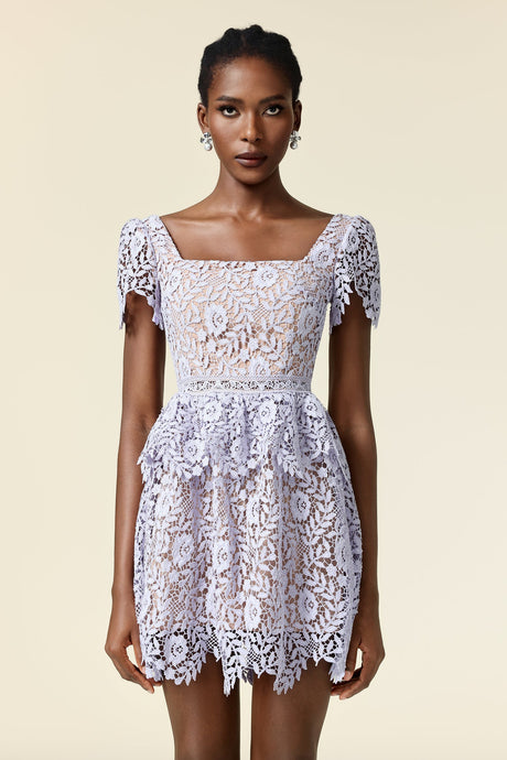 Iliana Lavender Lace Square Neckline Dress