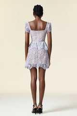 Iliana Lavender Lace Square Neckline Mini Dress