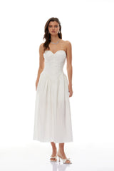 Ilinca White OffShoulder Ruched Maxi Dress