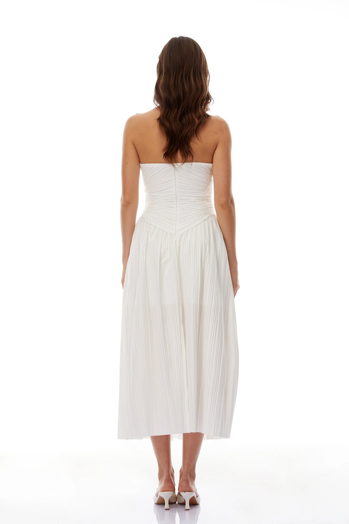 Ilinca White OffShoulder Ruched Maxi Dress