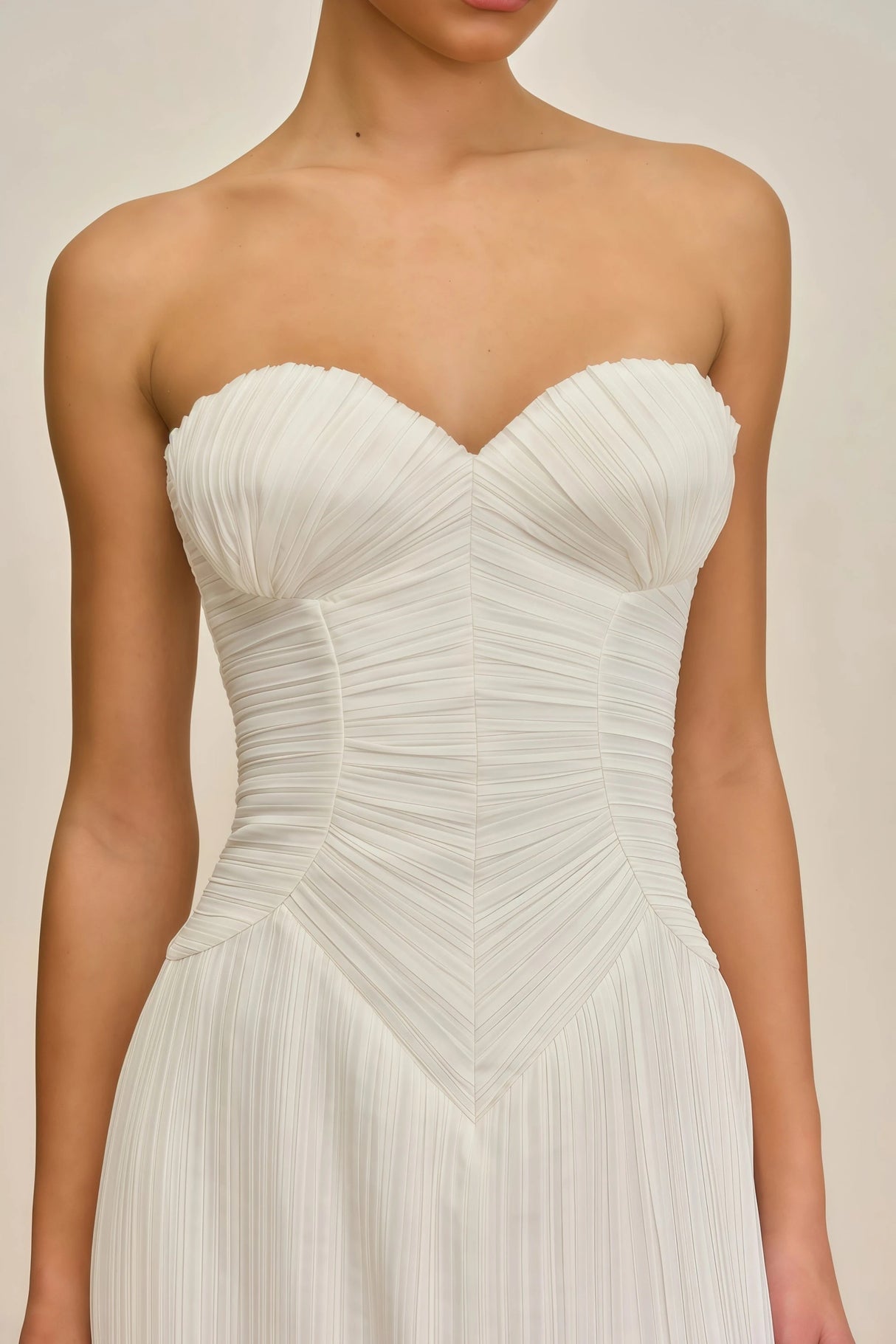 Ilinca White OffShoulder Ruched Maxi Dress
