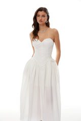Ilinca White OffShoulder Ruched Maxi Dress