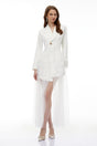 Illyria White Blazer Maxi Dress with Ruffled Tulle