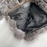 Fox Fur Jacket – Silver-Black Luxe – Winter Elegance