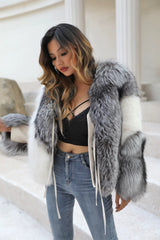 Ivanna White & Silver Fox Fur Jacket
