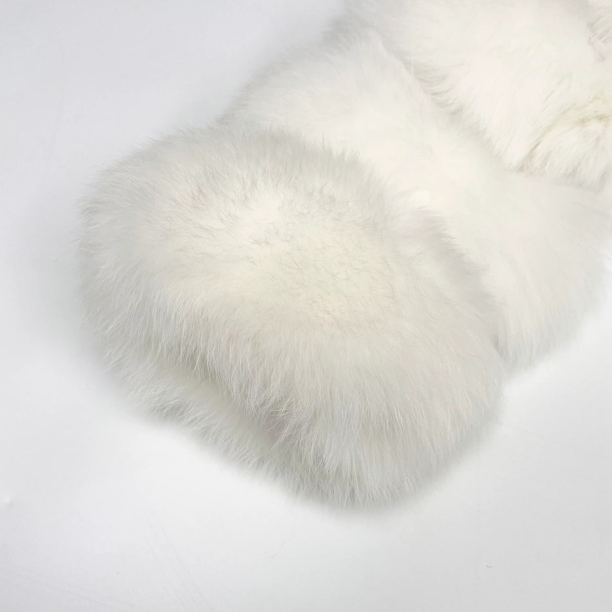 White Fox Fur Jacket with Golden-Brown Collar