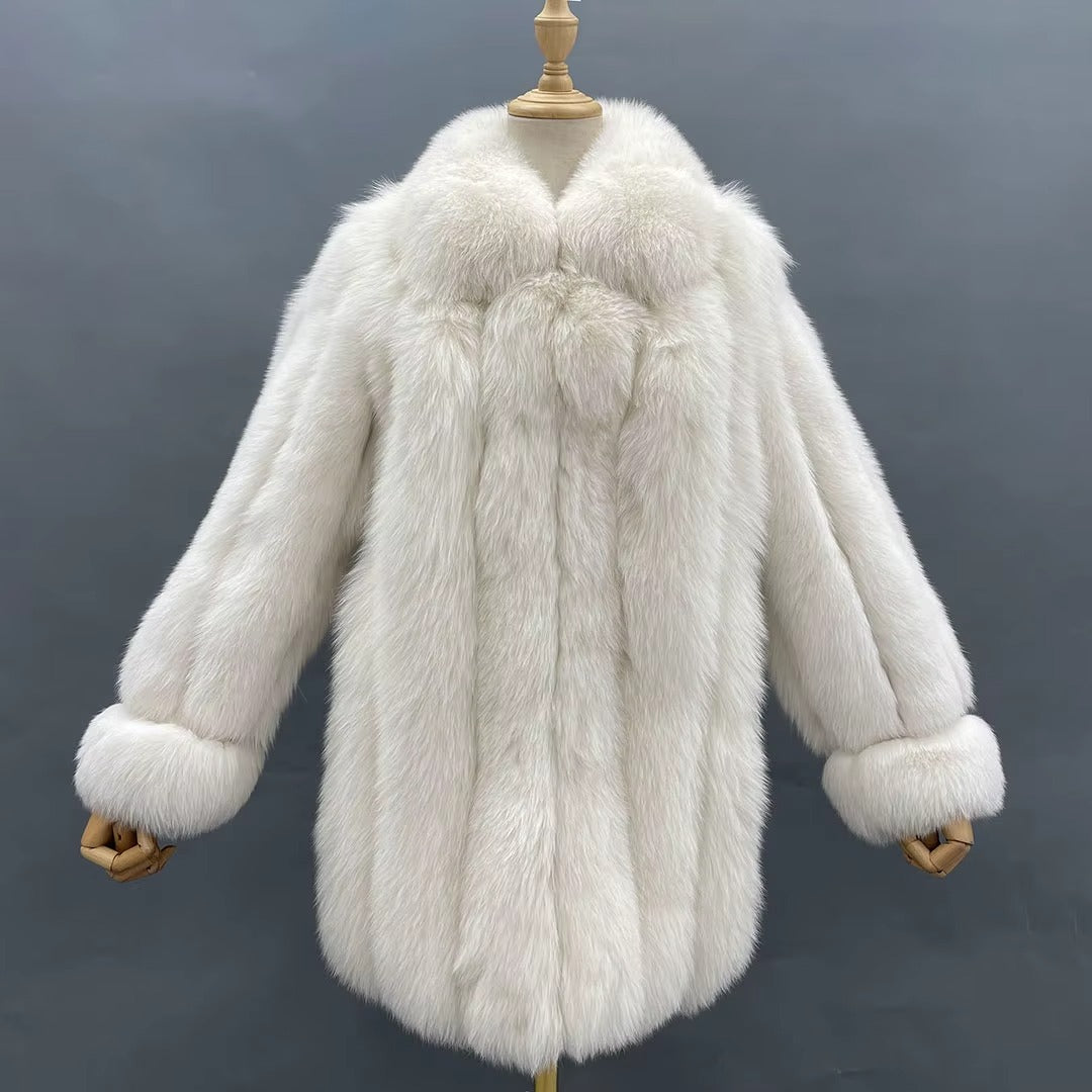 Fox Fur Jacket – Silver-Black Luxe – Winter Elegance