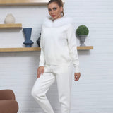 Ansley Cotton Knit Set with Real Fox Fur Hood