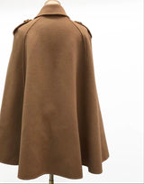Vivienne Winter Cape in Cashmere Wool with Genuine Fox Fur Pockets