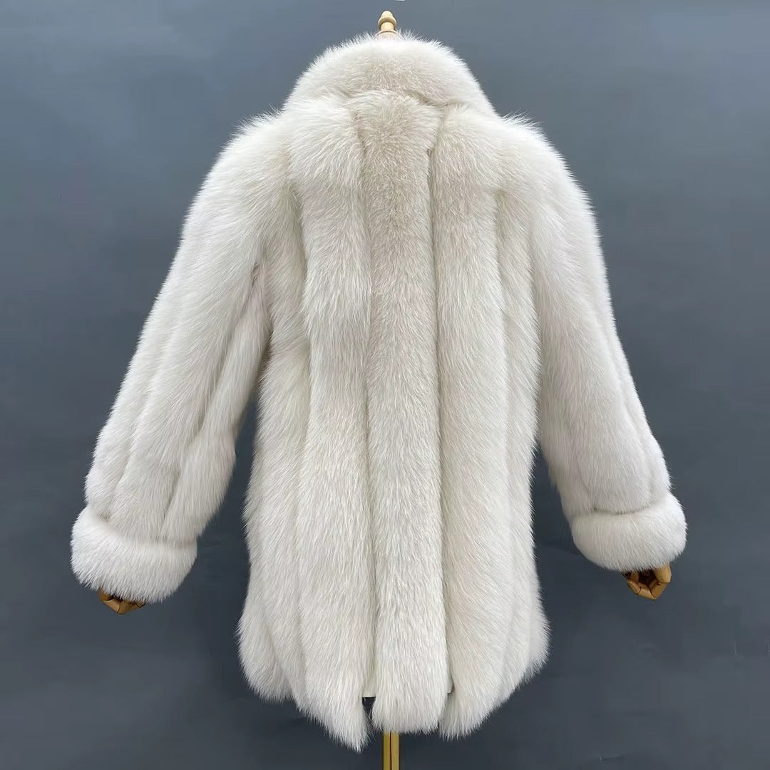 Fox Fur Jacket – Silver-Black Luxe – Winter Elegance