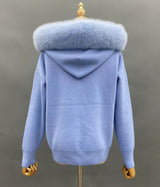 Ansley Cotton Knit Set with Real Fox Fur Hood