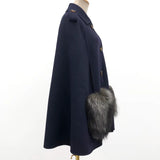 Vivienne Winter Cape in Cashmere Wool with Genuine Fox Fur Pockets