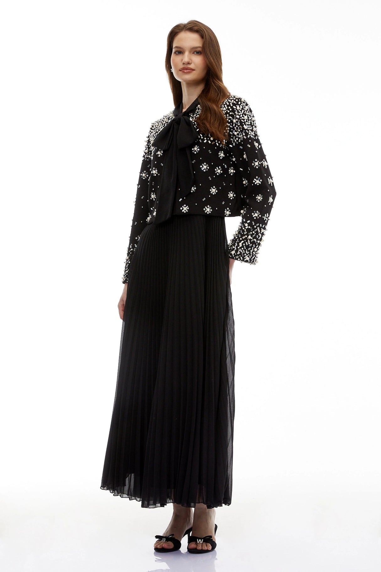 Imogen Black Embellished Jacket  Dress Set