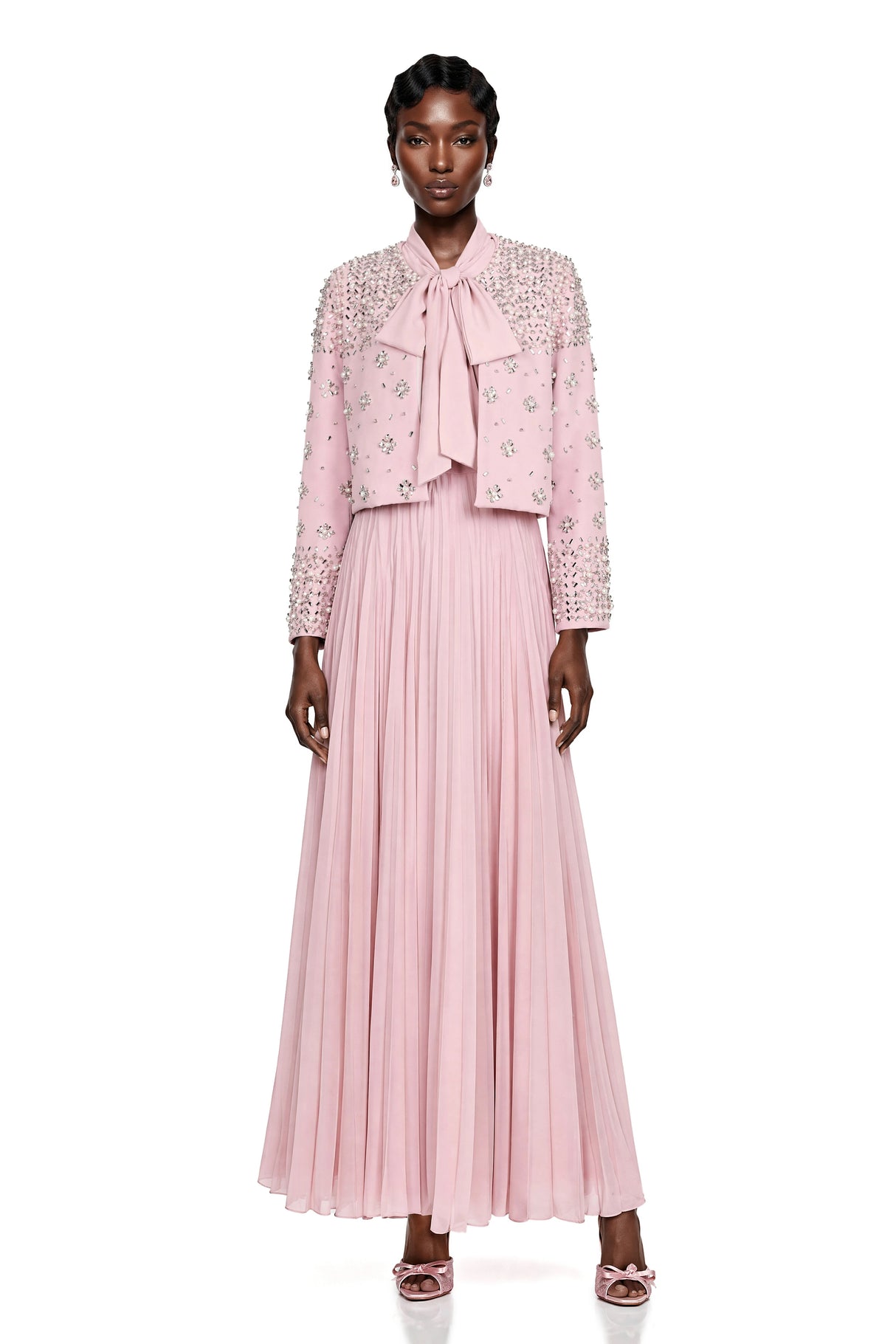 Imogen Pink Embellished Jacket  Dress Set