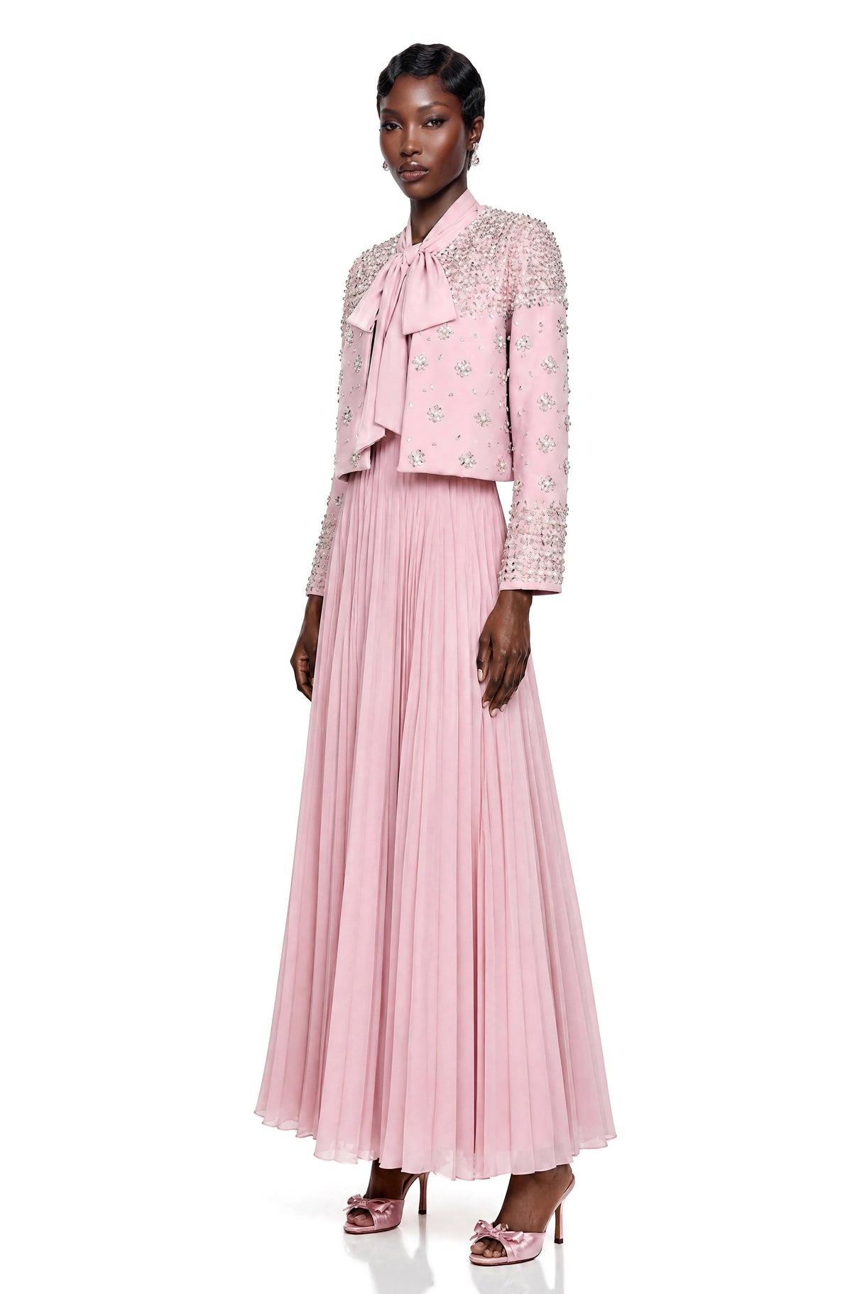Imogen Pink Embellished Jacket  Dress Set