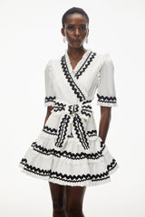 Inanna White VNeck Ruffled Mini Dress